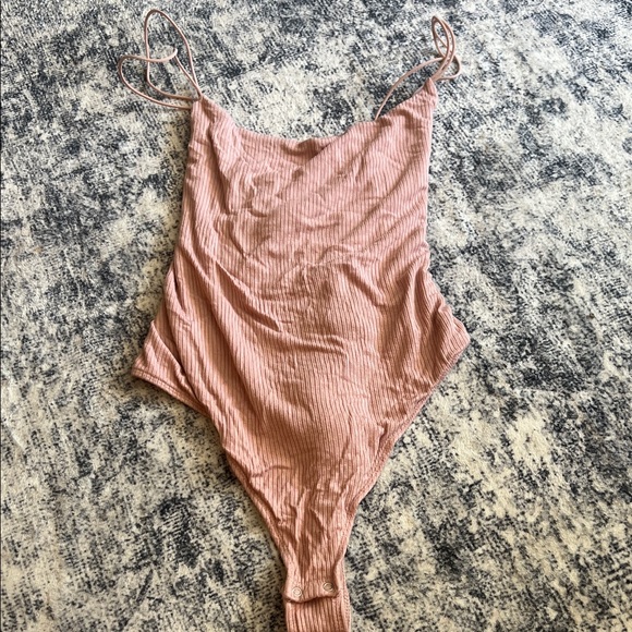 Pink Ribbed Bodysuit - Picture 1 of 3